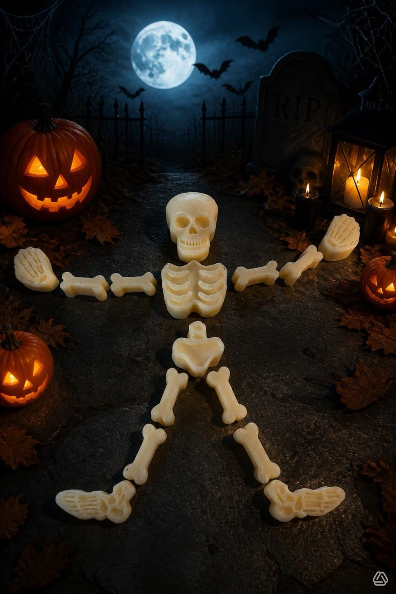 halloween skeleton pure white bees wax with added scent over 150G total weight